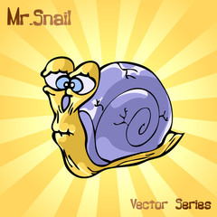 Mr. Snail with old. vector illustration 