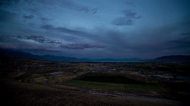 Time-lapse video overlooking Utah County at Sunset.