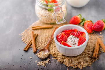 Fresh granola with organic yogurt