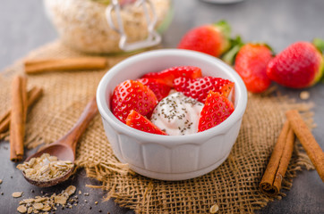 Fresh granola with organic yogurt