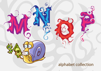 alphabet with Mr. Snail. vector illustration 