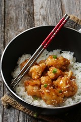 Honey Sesame Chicken served with Jasmin rice