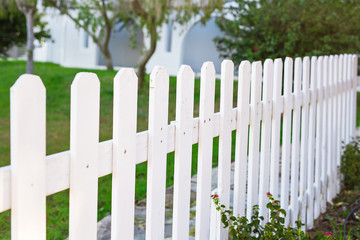 County style white wooden fence.
