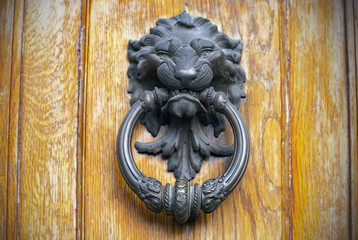Ancient Knocker in Italy, Lion Head Door Knocker