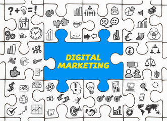 Digital Marketing / Puzzle mit Symbole