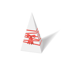Gift box with a bow. Box in the form of a pyramid. Red bow.