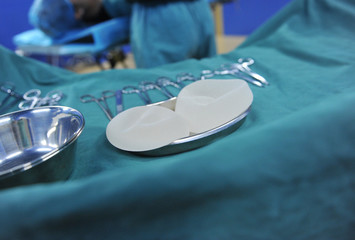 operating tools and chest implants in surgery room