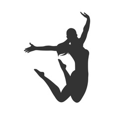 icon of jumping girl, vector illustration 