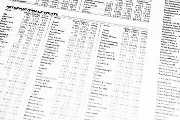 Fototapeta premium Kurstabelle einer Börsenzeitung