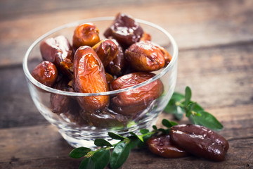 Dried dates in the bowl 