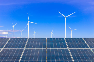 solar panels and wind turbines