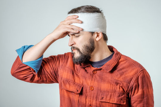 Portrait of man with bandage