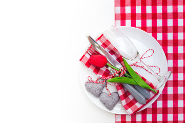 Valentines day table place setting. Holidays background