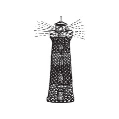 vector tattoo lighthouse illustration.