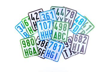 Foto auf Acrylglas Scooter Nummernschilder für Roller