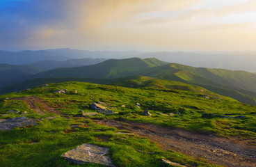 Fototapeta premium A beautiful sunset in the Carpathian mountains