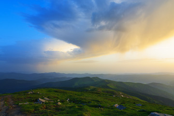 Fototapeta premium A beautiful sunset in the Carpathian mountains