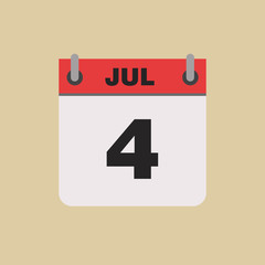 calendar flipping date time day month July simple flat vector illustration application app logo icon