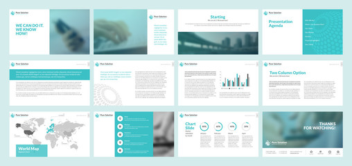 Business presentation templates. Set of vector infographic elements for presentation slides, annual report, business marketing, brochure, flyers, web design and banner, company presentation. - obrazy, fototapety, plakaty
