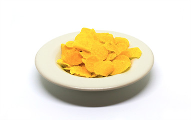 Light snack corn flakes delicious and healthy breakfast lunch on white background