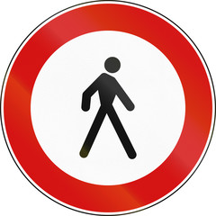 Road sign used in Malta - No Pedestrians
