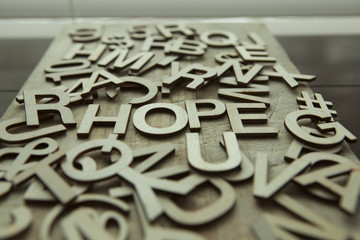 Hope spelled out in wood letters
