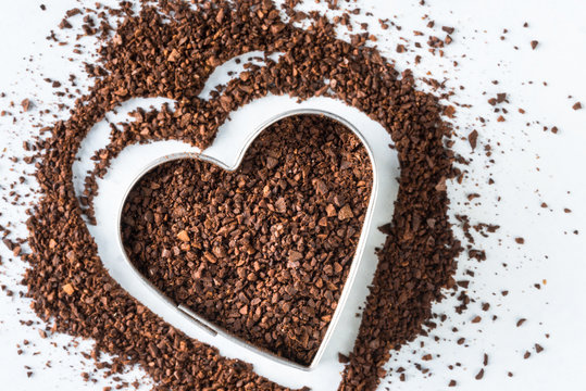 Coffee Grounds in a Heart Shape