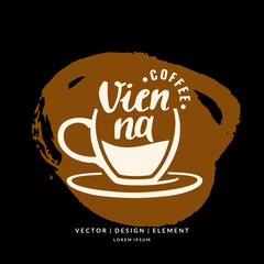 Modern hand drawn lettering label for coffee drink Vienna.