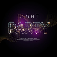 Night Party. Abstract background with a dynamic waves and particles.