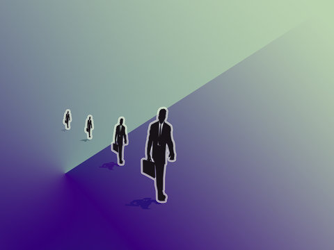 Uomini e Lavoro,grafica computerizzata immagine di uomini che si recano a lavoro