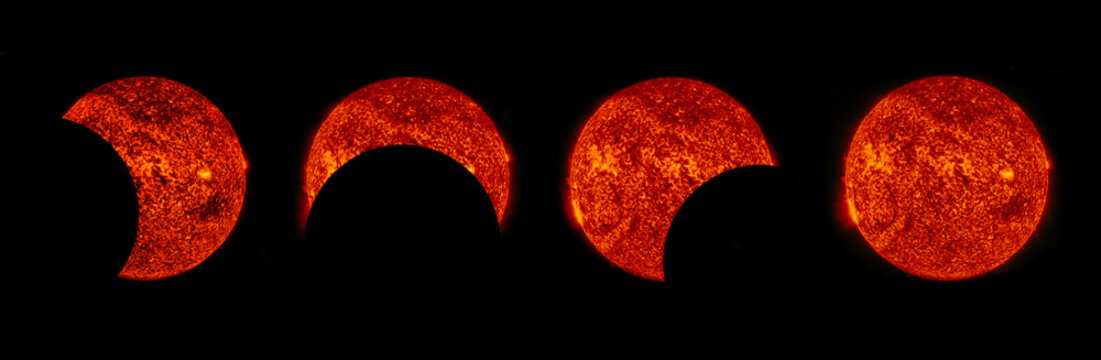 Solar eclipse phases - Elements of this image are furnished by NASA