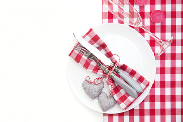 Fototapeta premium Romantic dinner table setting with flowers 