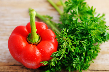  Fresh sweet pepper.green onion