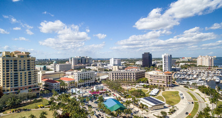 Fototapeta na wymiar West Palm Beach aerial skyline, Florida - USA
