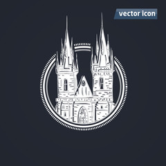 Tyn Church in Praha vector illustration