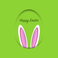 Happy Easter background. Rabbit ears in the egg