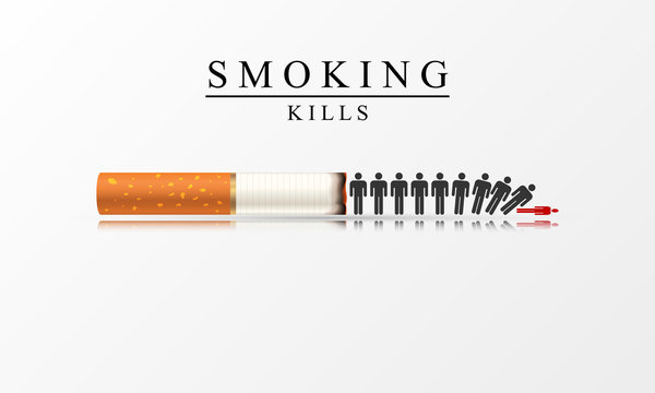 Smoking Kills. Creative illustration with burning cigarette
