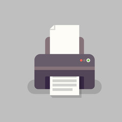 Flat office printer in vector. Office equipment. Printer for printing documents.