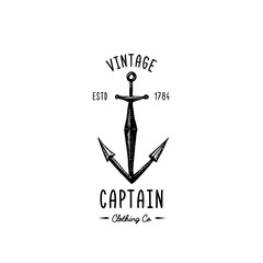 Anchor engraved vintage in old hand drawn or tattoo style, drawing for marine, aquatic or nautical theme, wood cut, blue logo
