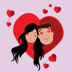 Isolated avatar of a happy couple on a colored background, Vector illustration