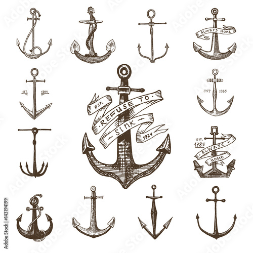 quot anchor engraved vintage in old hand drawn or tattoo style quot anchor engraved vintage in old hand drawn or tattoo style