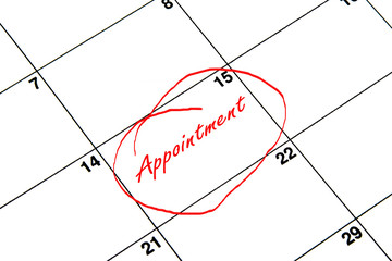 Appointment Circled on A Calendar in Red
