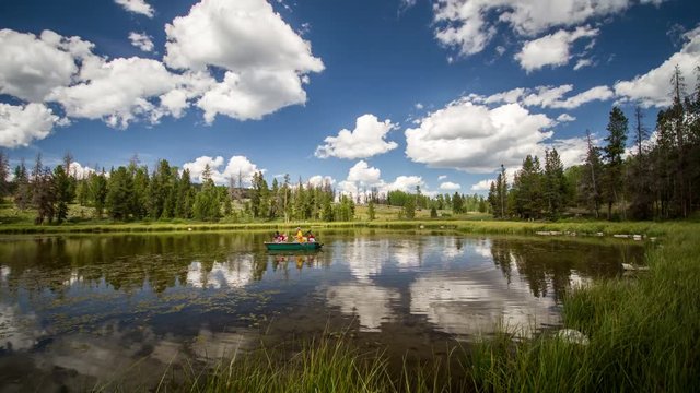 Time-lapse video in the Uinta Mountains as a boat moves around the lake.
