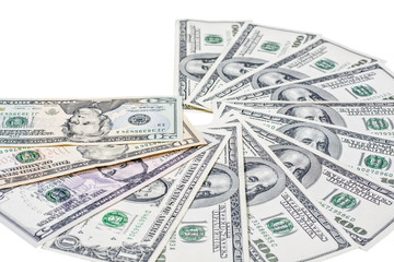A stack of one hundred dollar bills fan 