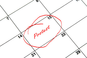 Protest Circled on A Calendar in Red