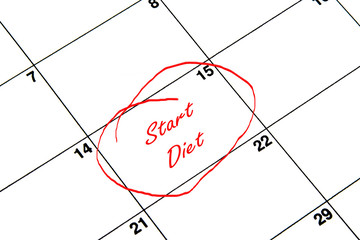 Start Diet Circled on A Calendar in Red