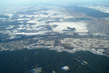 Aerial view in time of winter