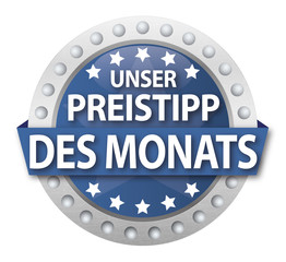 Button Unser Preistipp des Monats, blau