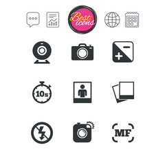 Photo, video icons. Camera, photos and frame.