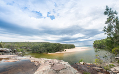 Beautiful view of Wattamolla Beach in Royal National Park, New South Wales